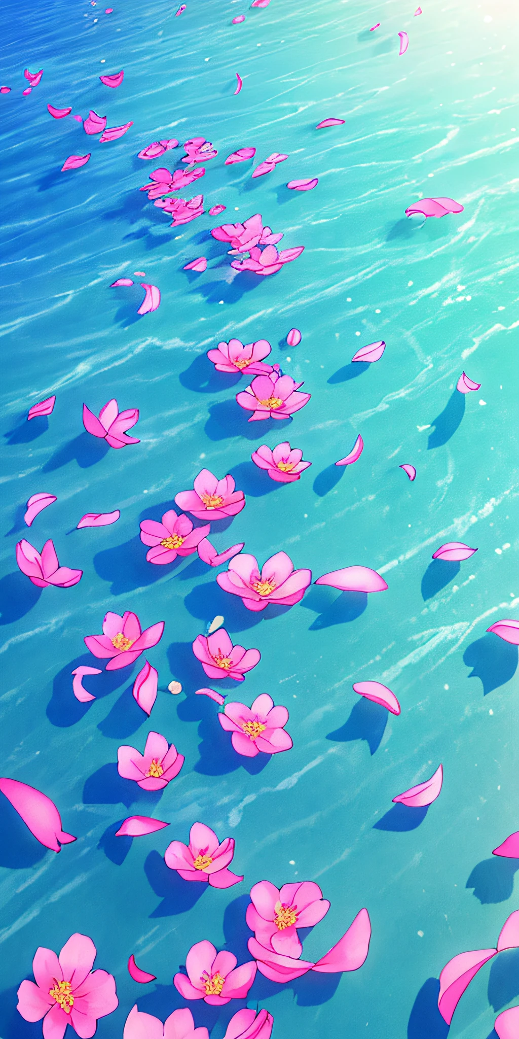 Masterpiece, best quality, (very detailed CG unity 8k wallpaper) (best quality), (best illustration), (best shadows) Nature&#39, blue sea,delicate leaves petals of various colors falling in the air light Tracking, super detailed , wanostyle --v6