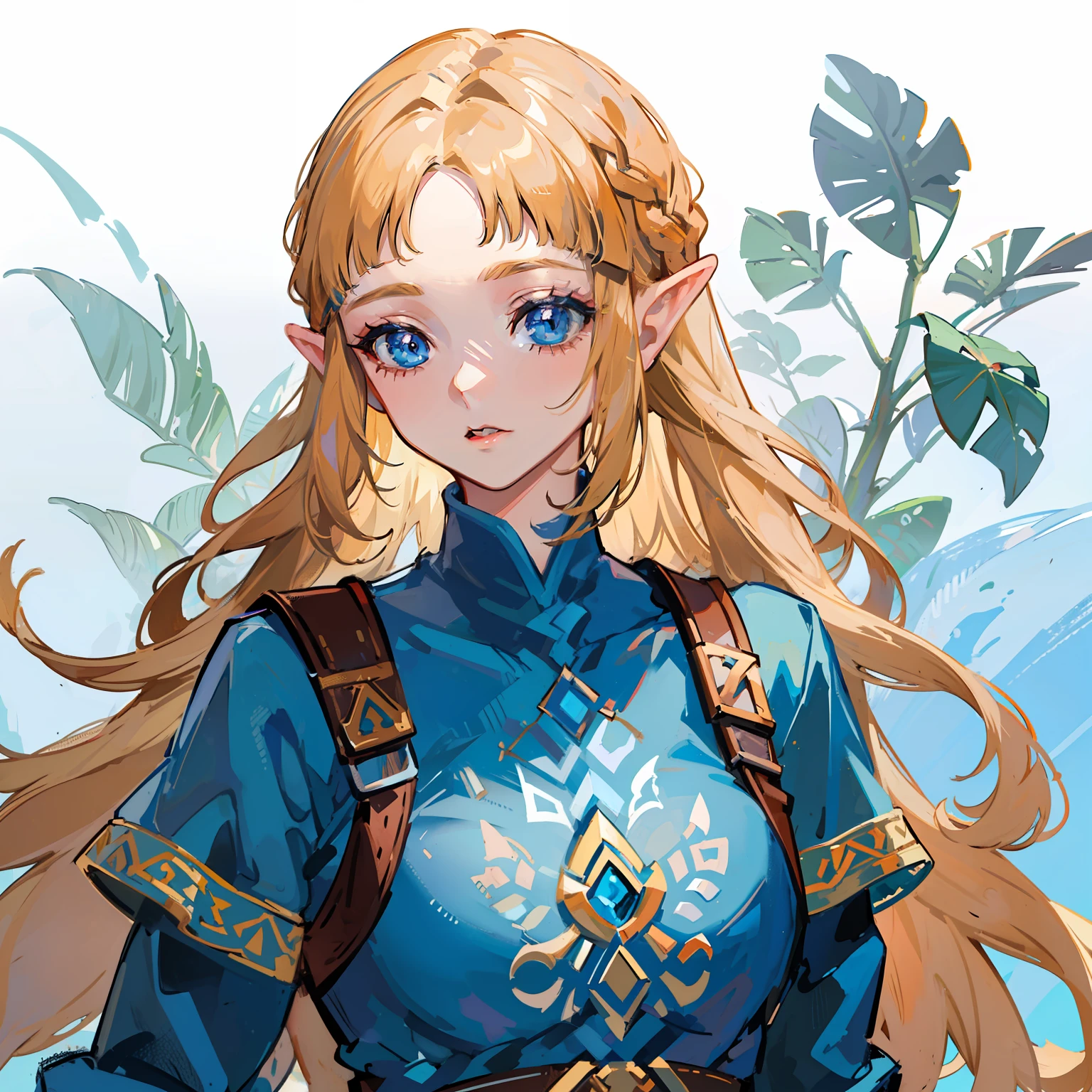 A close up of a woman with long blonde hair and blue eyes（princess zelda) -  SeaArt AI