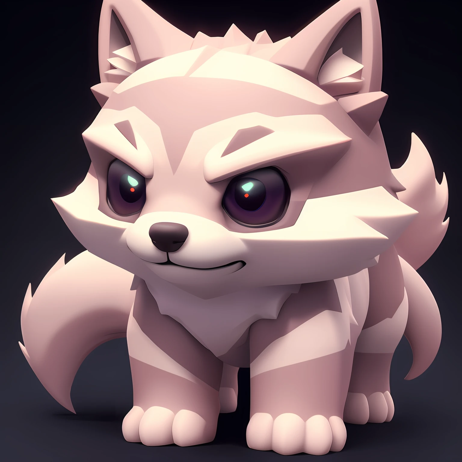 Tiny and cute isometric wolf emoji, soft smooth lighting, with soft pastel colors, 3D icon clay rendering, lente de 120 mm, 3D blender rendering, trending on polycount, construtivismo modular, fundo laranja, Physically-based rendering, centralizado