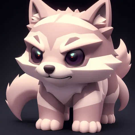 Tiny and cute isometric wolf emoji, soft smooth lighting, with soft pastel colors, 3D icon clay rendering, lente de 120 mm, 3D b...