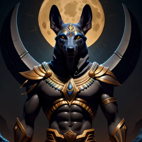 The image of the God Anubis should portray him in all his majesty and power, immersing the viewer in the dark world of the Egypt...