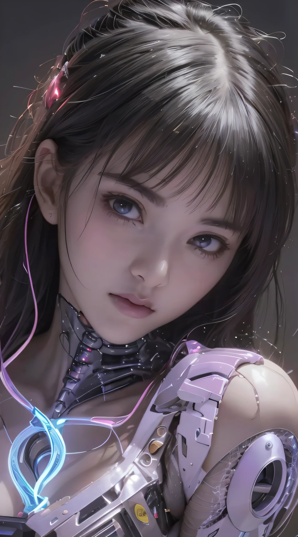 a close up of a woman with a futuristic outfit and headphones, Cute cyborg girl, beautiful girl cyborg, perfect android girl, Guviz-style artwork, Smooth anime CG art, Guviz, Beautiful digital artwork, cyborg - girl, Detailed digital anime art, dreamy cyberpunk girl, beautiful female android!, Cyborg girl, beautiful cyberpunk girl face