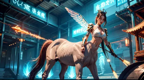 A female centaur，She is famous in the multiverse，She is both a female centaur, half human, half horse, half horse，It is also a female Yingzhao，Her image blends，The head, neck and shoulders of the horse are transformed into beautiful female humans, females,...