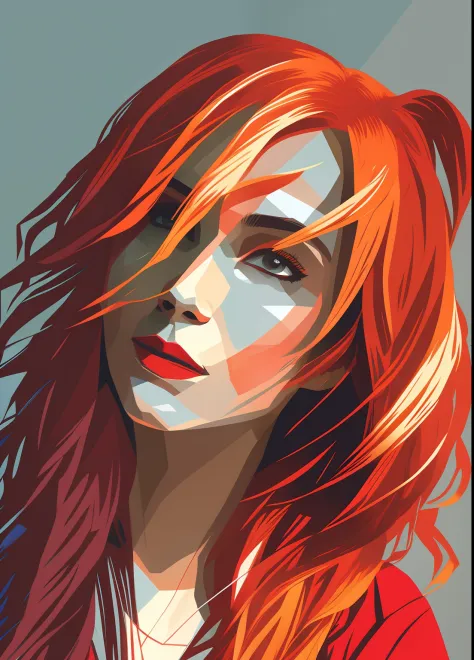 There is a woman with red hair and a red cape, stunning digital illustration, 4K detailed digital art, Rosla 1. 0, digital paint...