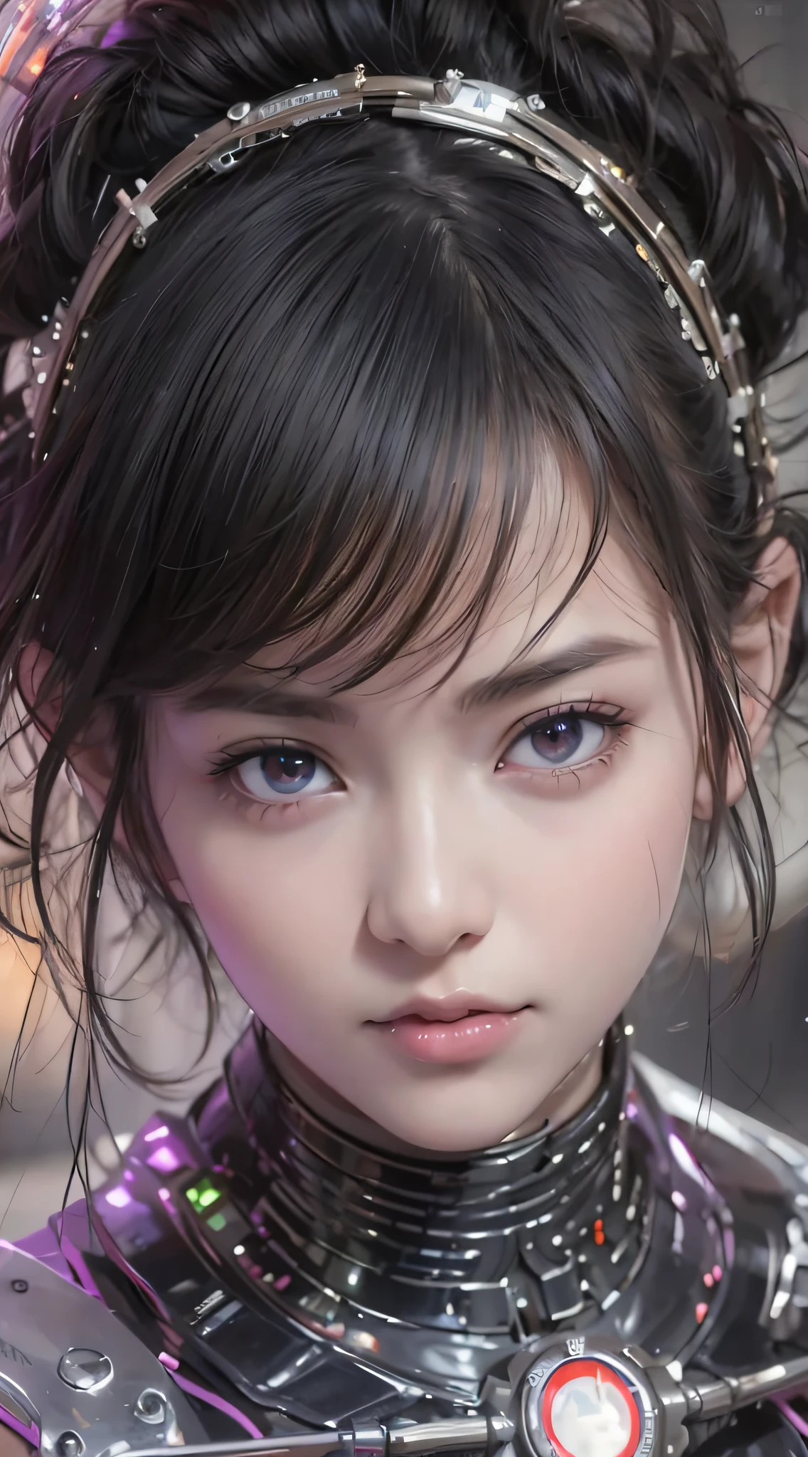 a close up of a woman with a futuristic outfit on, Guviz-style artwork, lovely digital painting, Stunning anime face portrait, Kawaii realistic portrait, Guviz, Realistic cute girl painting, detailed portrait of an anime girl, Asian girl portrait, close up of a young anime girl,Asian girl, Beautiful character painting, detailed face of a asian girl