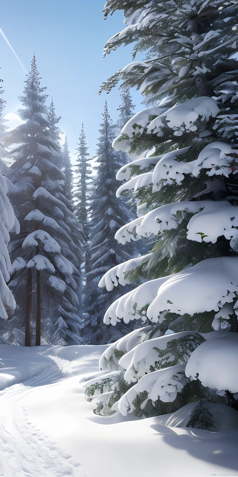 masterpiece, best quality, high quality, extremely detailed CG unity 8k wallpaper, taiga, silence, towering conifers covered with forest floor, harsh cold climate, serene beauty, snow, winter, mild summer, breeze, needles, branches, bokeh, depth fields, HDR, bloom, chromatic aberration, photorealistic, extremely detailed, popular on artstation, popular on CGsociety, complex, high detail, dramatic, art midway