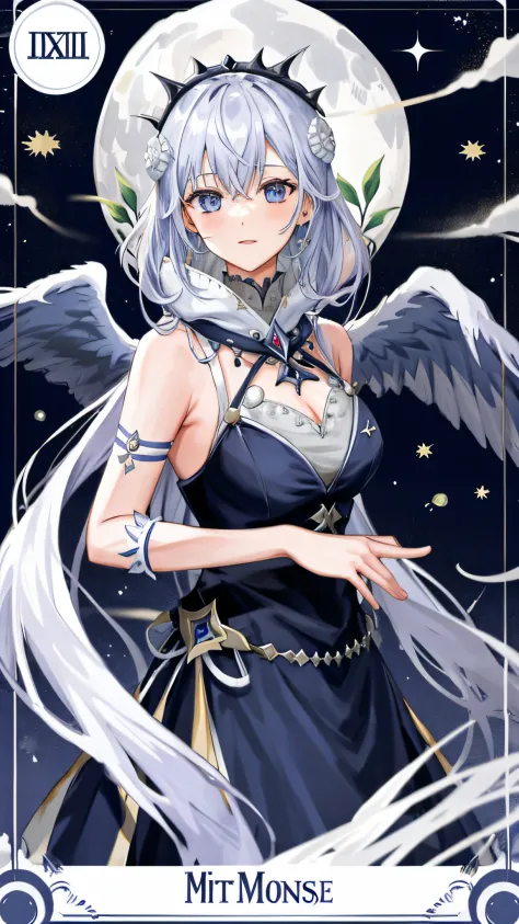 a close up of a woman with a bird on her head, as a mystical valkyrie, white-haired god, angel knight girl, Beautiful celestial ...