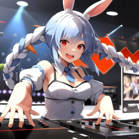 a dj, showcasing her skills on the turntables