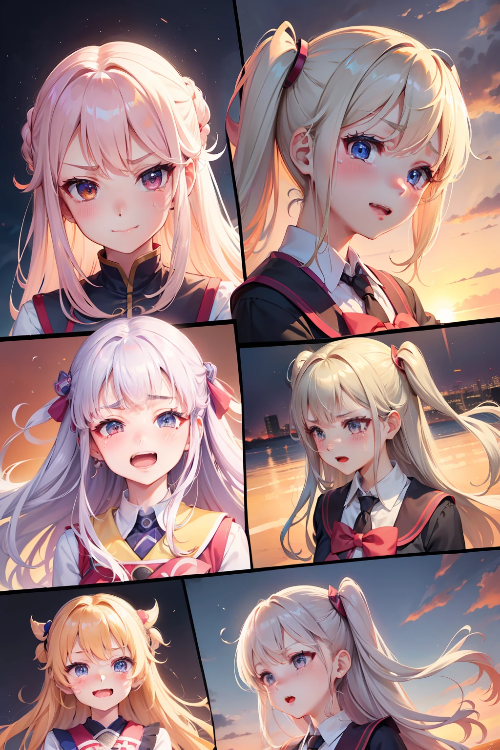 multiple poss and expressions,happy,angry,sad,cry,cute,Uniforms，eventide，teens girl，a junior high school student