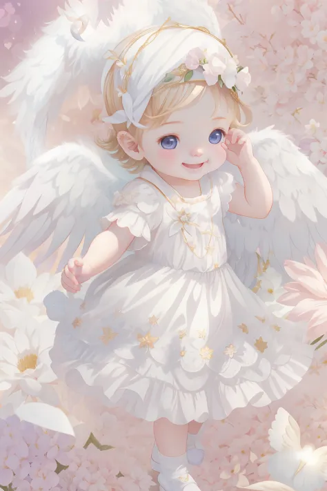 Baby Angel、Smile cutely、brilliance、blanche、adolable、heartbackground