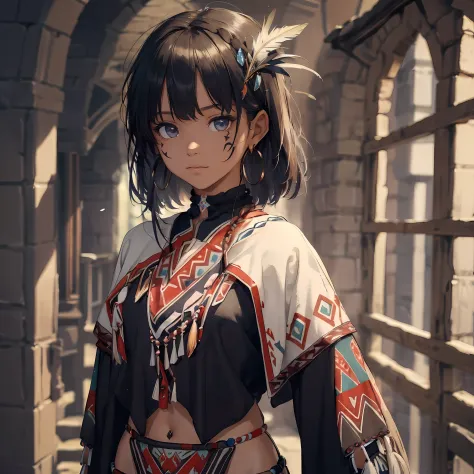 masterpiece, best quality,looking at viewer, closed mouth,Fantasy aesthetics, fantasy earring, Highly detailed, shadowverse style, (Masterpiece:1.2), (Best Quality:1.2), Perfect Eyes, Perfect Face, Volume Lighting, 1girl, Beautiful Woman,18 Years Old, Tatt...