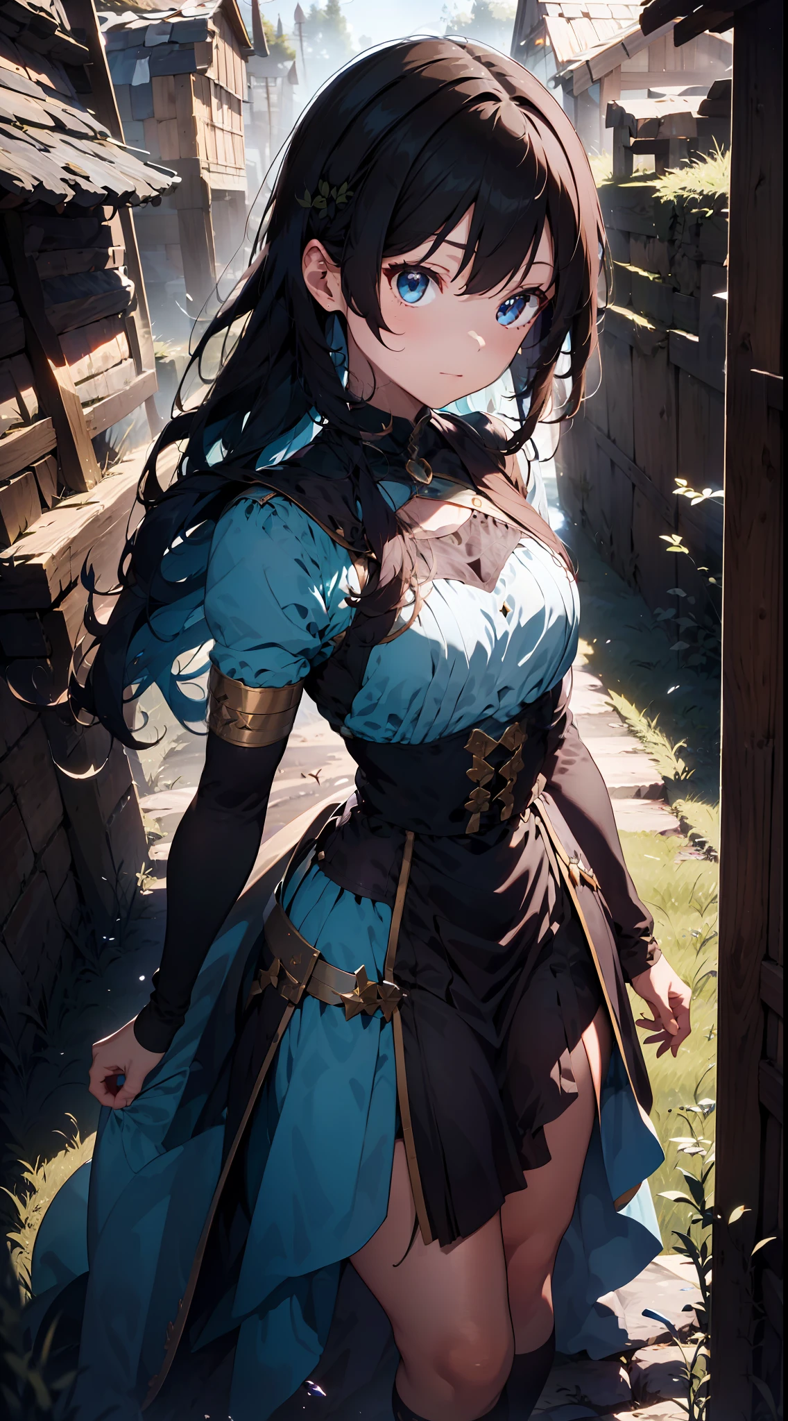 (absurdesten, highres, Extrem detailliert), 1 Frau, reife Frau, gealtert, Welliges langes Haar, kastanienbraunes Haar, Korallenaugen, bangs, lange Ärmel, finely detailed eyes and Detailliertes Gesicht, extrem detailliertes CG Unity 8k-Hintergrundbild, komplizierte Details, (Stil-Wirbelmagie:1.0),  Betrachter betrachten, Allein, Oberkörper, detaillierter Hintergrund, Nahaufnahme,  Detailliertes Gesicht, (Gothic-Thema des dunklen Zeitalters:1.1), Kristallzauberer,  dynamische pose, Kleidung mit Erdmotiven, Kristallkrone,  in der Luft schweben, leuchtende magische Scherben, umgeben von blauen magischen Kristallen,  Steinformationen, Stalaktiten,  magische schwebende Teilchen, Kristallglas,  Kristallkugel, Kristallschlucht-Hintergrund, (Flachwasser:0.7),  epische ätherische Atmosphäre,   updraft,, Porträt