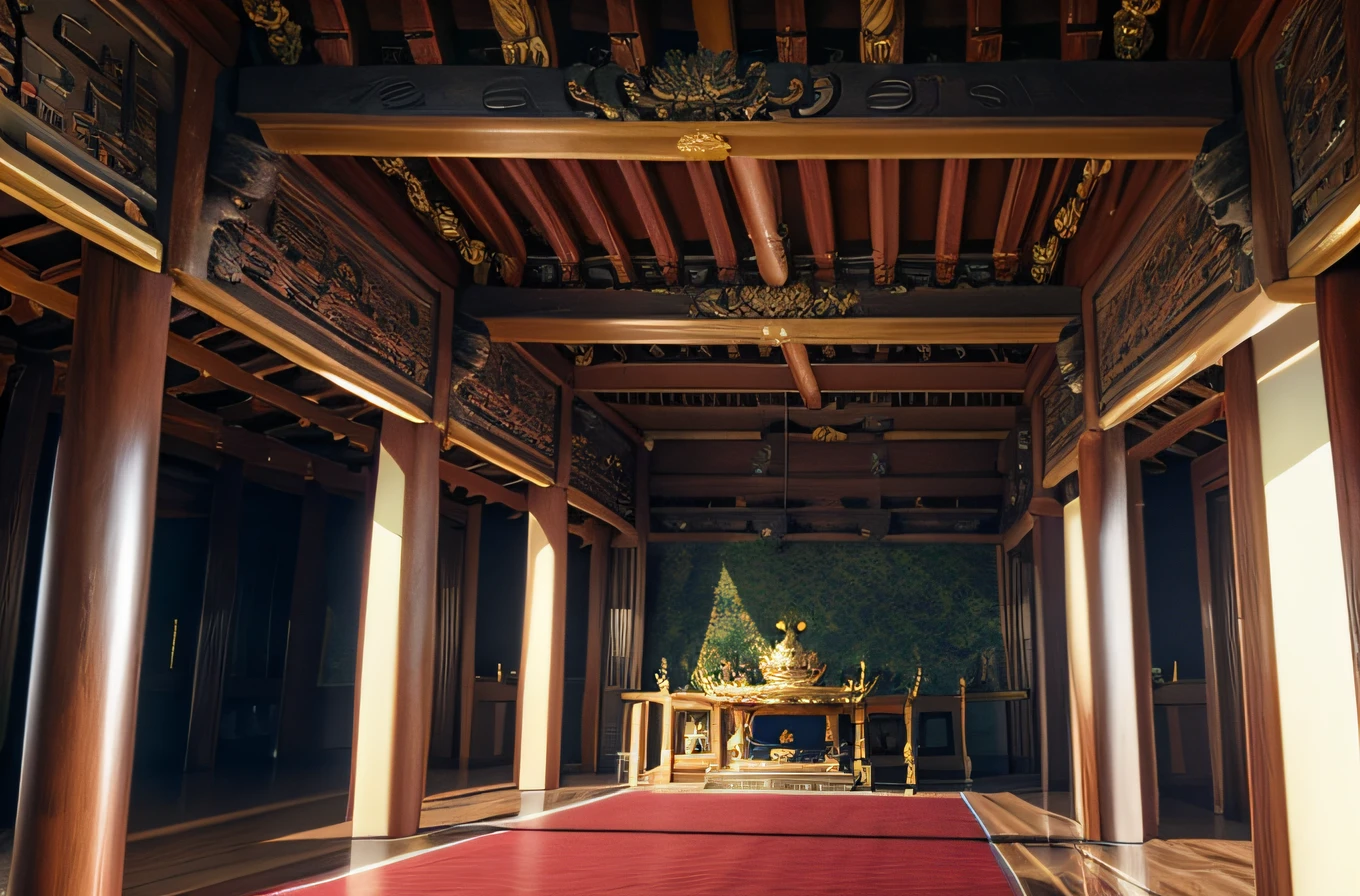 masutepiece,A hyper-realistic,32K,the Extremely Detailed CG Unity 8K Wallpapers, Best Quality, Vietnam Temple, (Indoor temple:1.2), (ceiling:1.2), Wide Shot　jpn、Japanese castle