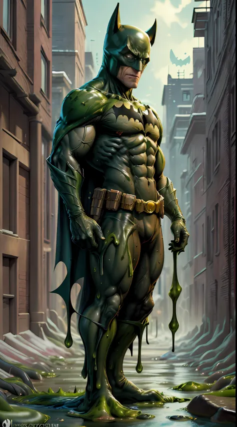 the batman character from marvel Green Slime, detailed background