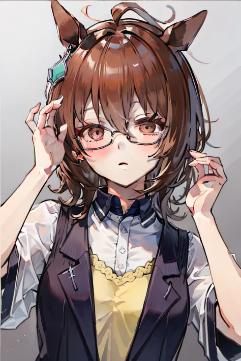 Agnes Tachyon、girl with、Round glasses、