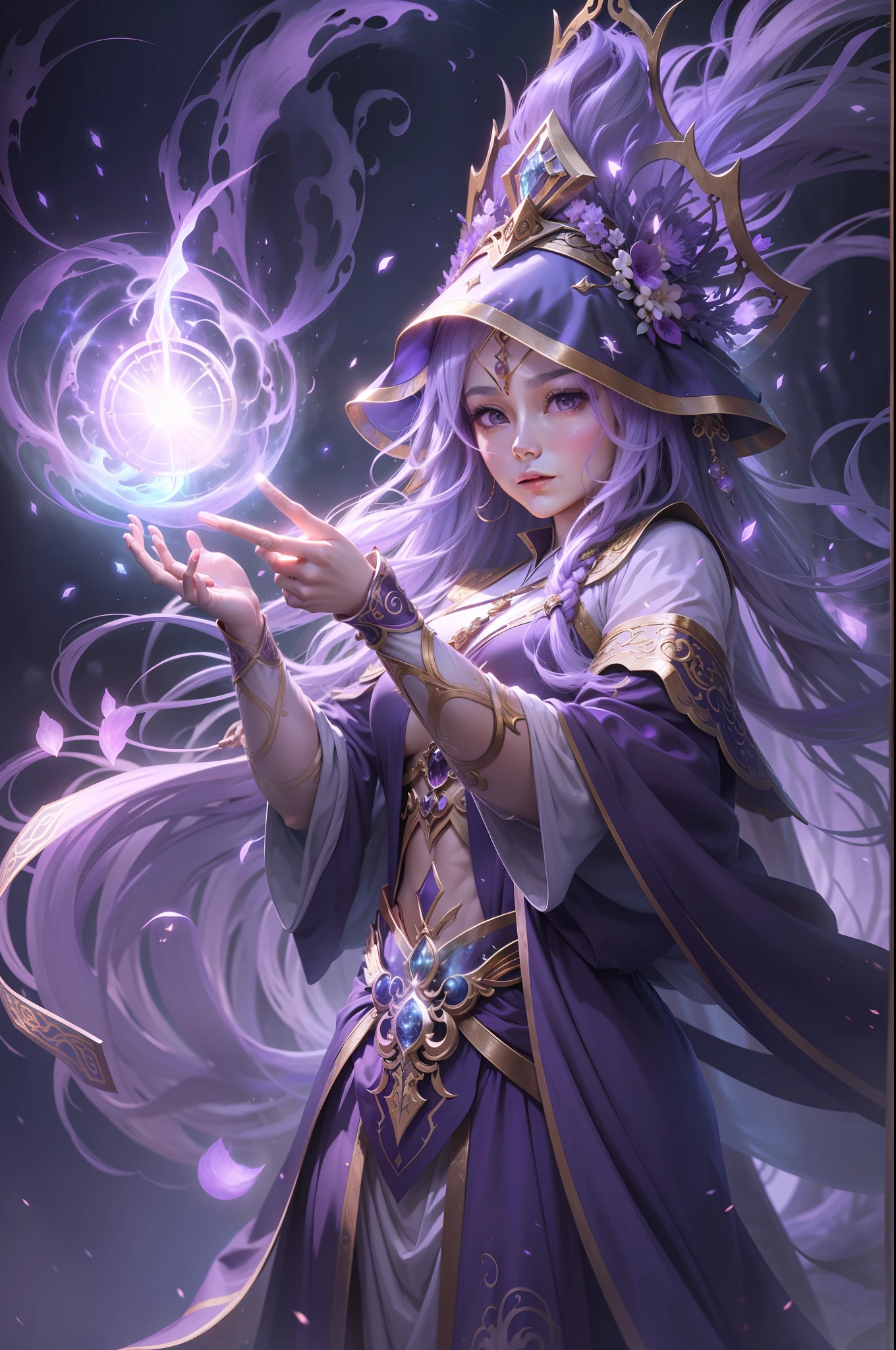 magestic, Mysterious magical powers, Magical scene, A staff that shines