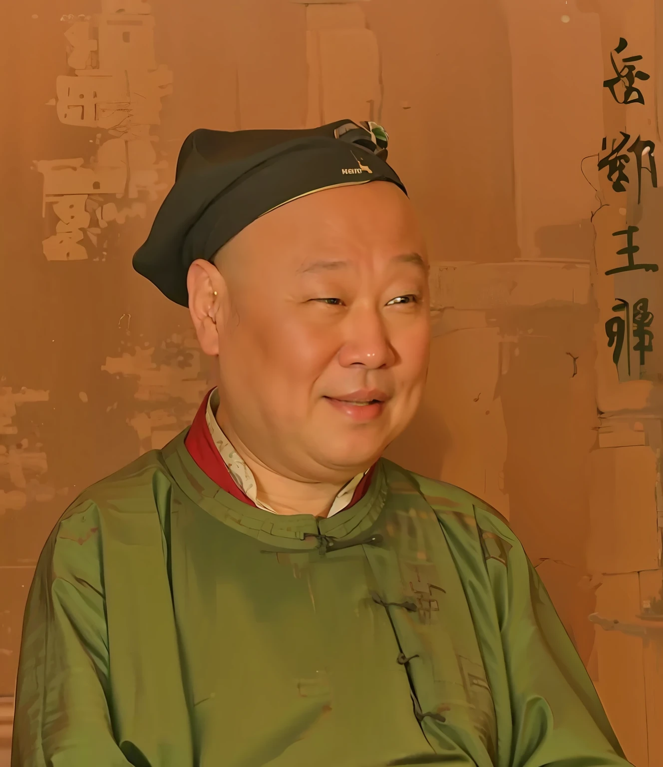 An old 男性の絵 in a hat and a green shirt, 宋の徽宗皇帝, 宋王朝, 男性の絵, 風水, タンモ, 唐王朝, 宣徳帝著, 香端, 華成, 著者：ワン・ルー, 張順子に触発されて, 国華のスタイル, 黄光建