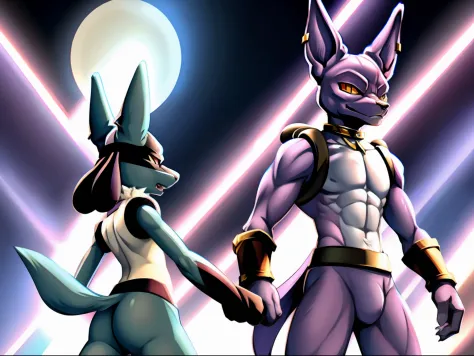 Beerus the God of Destruction with Pokemon Lucario