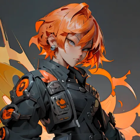 anime characters with orange hair and black jacket pierced, guviz-style artwork, detailed anime character art, stunning characte...