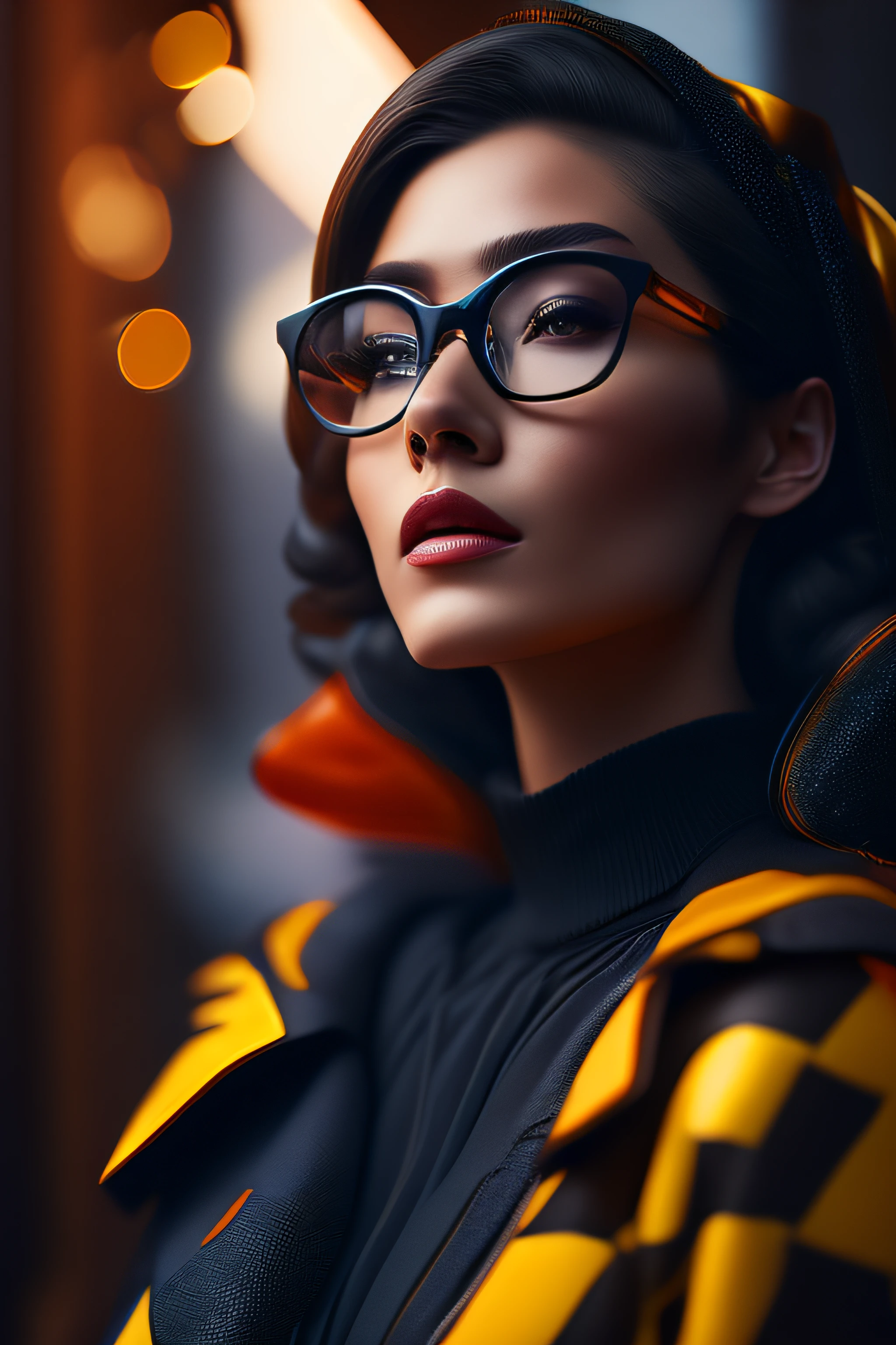 (REALISTIC fashionista portrait, rich in detail, one french woman, older, elderly, european face, with yellow glasses, 1950s with intricate colorful modern bright vintage colored glasses), a photorealistic painting by derek zabrocki, cabelo com flores colorful, expression would be, (extremely detailed digital photography: 1.2), Standing in the middle of the city, (((fully body))), raw image,, hasselblad, 50wing, f8, 12mm, glow effects, godrays, handdrawn, render, 8K, octane render, 4d cinema, Blender, tenebrosa, atmospheric 4K ultra detailed, cinematic sensual, sharp focus, Very serious illustration great depth of field, Masterpiece artwork, colors, 3d octane render, 4K, conceptual artwork, trending in the artstation, hyper realist, colors vivas, rim-light, extremamente detalhado CG unidade de papel de parede 8K, trending in artstation, trend in CGSociety, Pop Art style by Yayoi Kusama, intrikate, high détail, dramatic , pure energy, light particules, Sci-fi