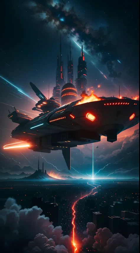steampunk style, cool tones, cinematic effects, motion photography, time-lapse, Fujifilm, long exposure, sci-fi style starships,...