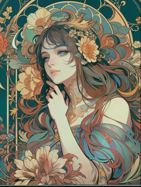 (Flat color:1.1),(Colorful:1.3),(Masterpiece:1.2), Best quality, Masterpiece, Original, Extremely detailed wallpaper for 1 girl,Solo，Blue starry sky，tarot card layout，Best quality, Masterpiece, (Realistic:0.6), Realistic lighting,Flower frame， Decorative p...