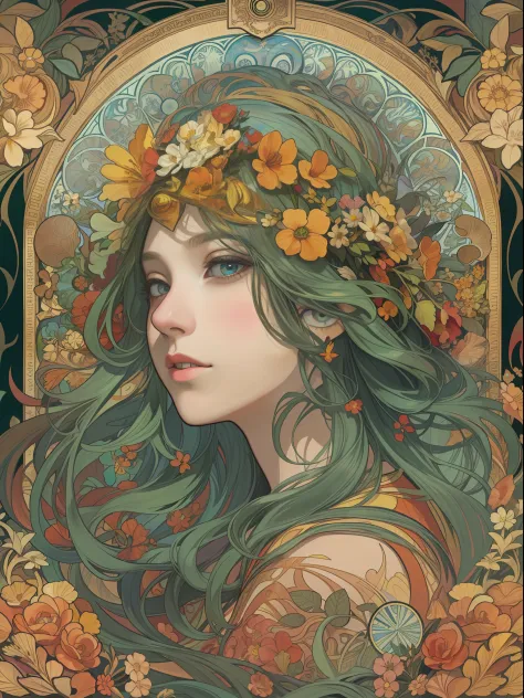 (Flat color:1.1),(Colorful:1.3),(Masterpiece:1.2), Best quality, Masterpiece, Original, extremelydetailedwallpaper, view the viewer,1girll,Solo,floating colorful water，tarot card layout，Best quality, Masterpiece, (Realistic:0.6), Realistic lighting,Flower ...