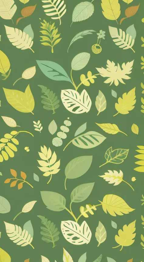 a plant、berry、ferns、fronds、Small flower pattern、Defined shape、Flat style、Vector style、drawing style、Naive style、wallpaper style、Soft pastel colors。There are no shadows in the image。