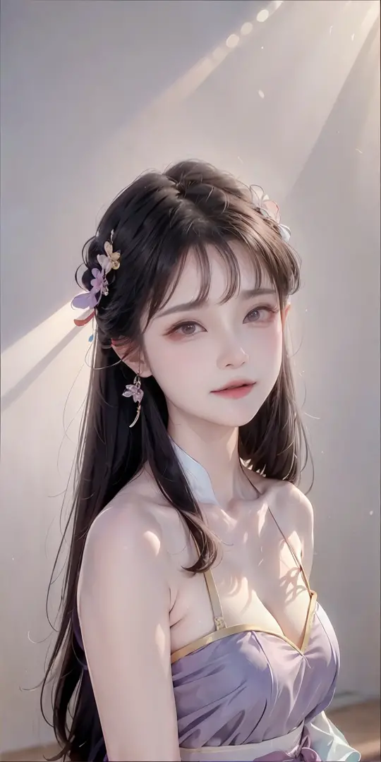 masterpiece, black_hair, 1 girl, looking at the audience, long_hair, nail_polish, solo, ancient art, Chinese,(8k, best quality, masterpiece:1.2), (realistic, realistic:1.2), (background sky: 1.2), (face close-up: 1.7), looking at the audience, hanfu, 1girl...