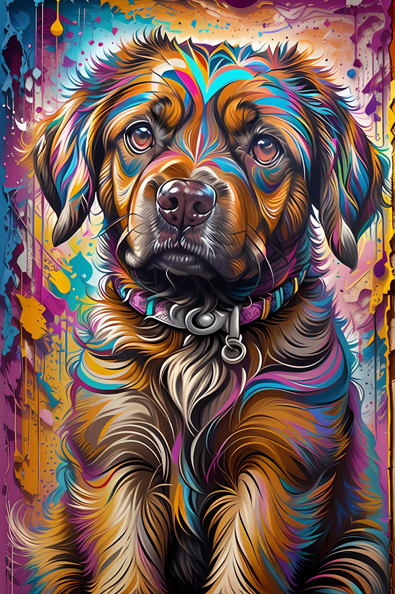 (Labrador dog  ),(best pose),(best angle), (better expression), Eduardo Kobra quilting ,multidimensional geometric wall PORTRAIT, artistry, chibi,
yang08k, comely, Colouring,
Primary works, top-quality, best qualityer, offcial art, Beautiful and Aesthetic, colorful hair,drooping ears