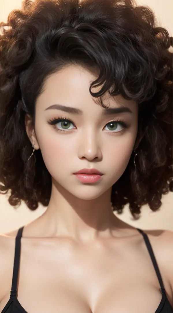 Girl Highly Detailed Face and Skin Texture, ((white skin)) big green eyes, slim face, juicy lips, bimbo lips, big puffy breast, ...