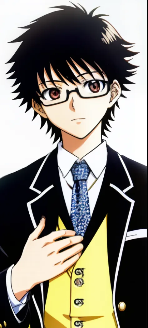 Anime boy with glasses and tie to see things, kentaro miura manga art style, manga style of kentaro miura, kentaro miura manga s...