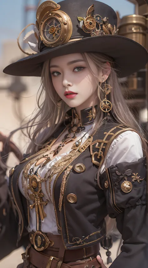 Lady of Alafed – steampunk costume and hat pose for photo, steampunk beautiful anime woman, by Yang J, guweiz on artstation pixi...