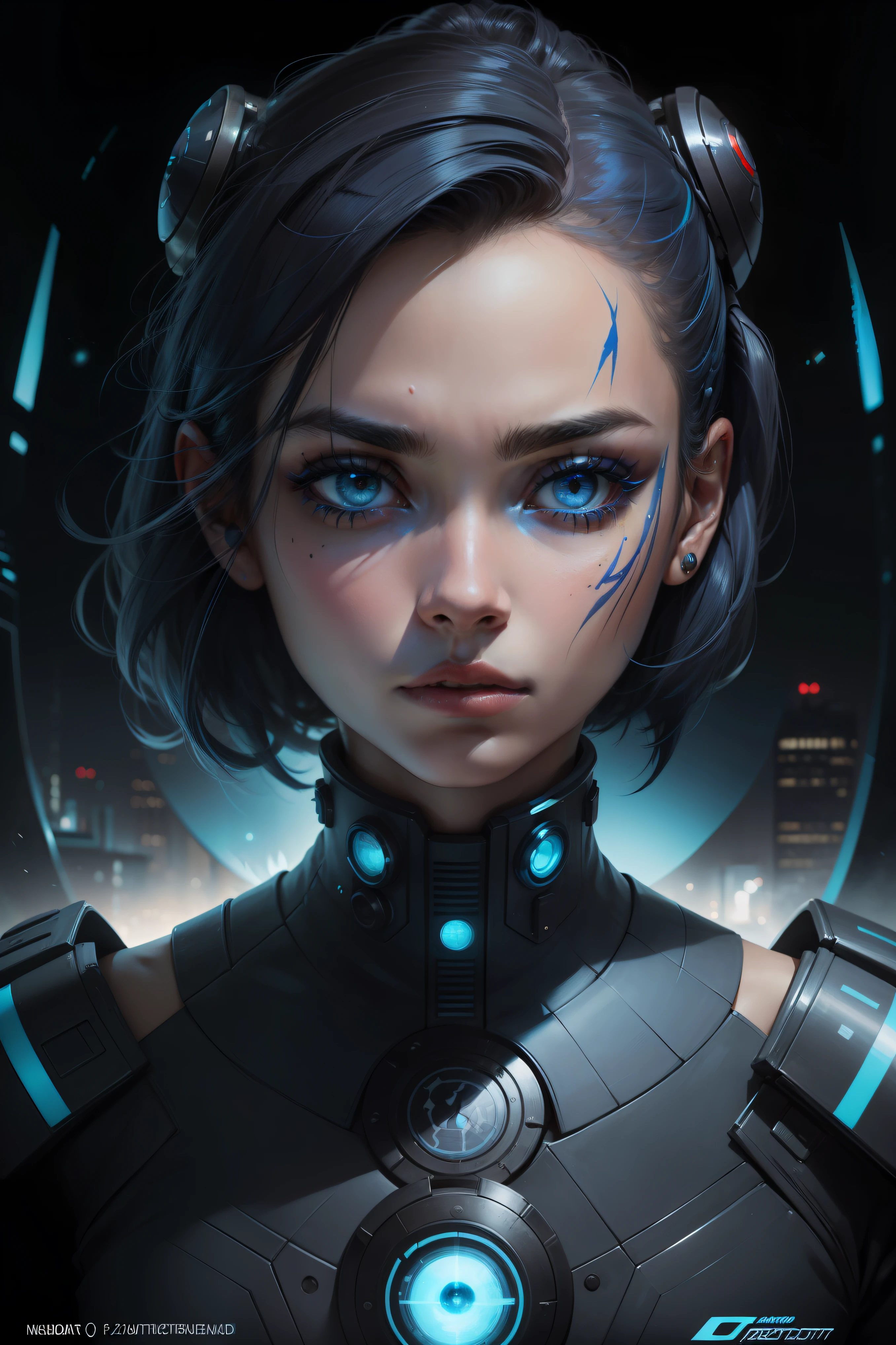 A Woman With Blue Eyes And A Futuristic Suit Seaart Ai