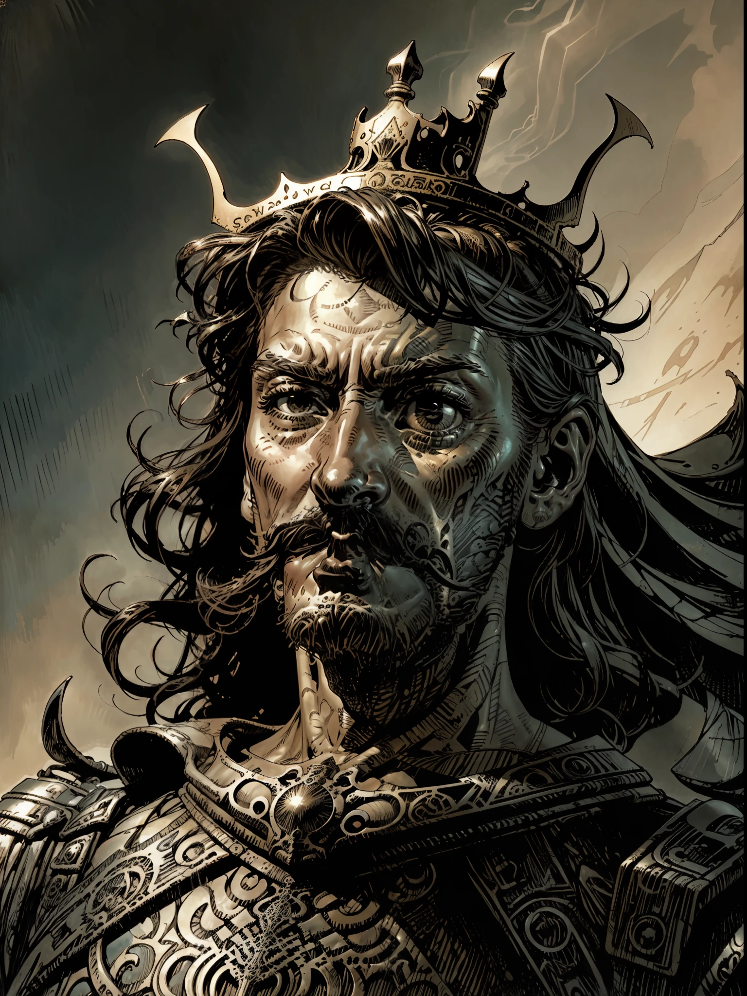 Salvador Dali  as king,  cinematic lighting, by elmore, greg rutkowski, artgerm, alphonse mucha