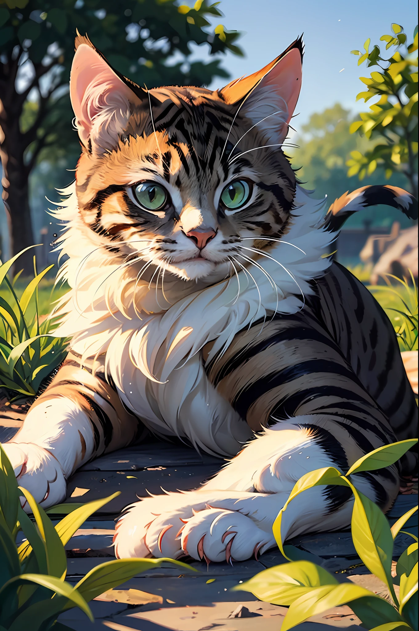 (masterpiece, top quality, best quality), (splash art), naturalistic, (realistic), 8K, photography, detailed nature, lush, (cat), (close shot),