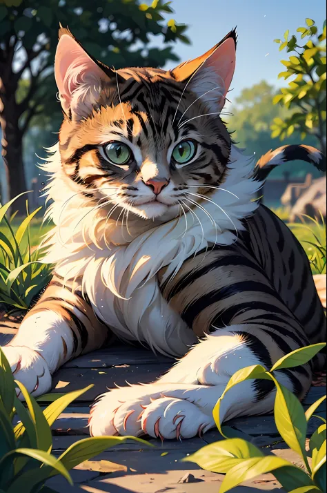 (masterpiece, top quality, best quality), (splash art), naturalistic, (realistic), 8k, photography, detailed nature, lush, (cat)...