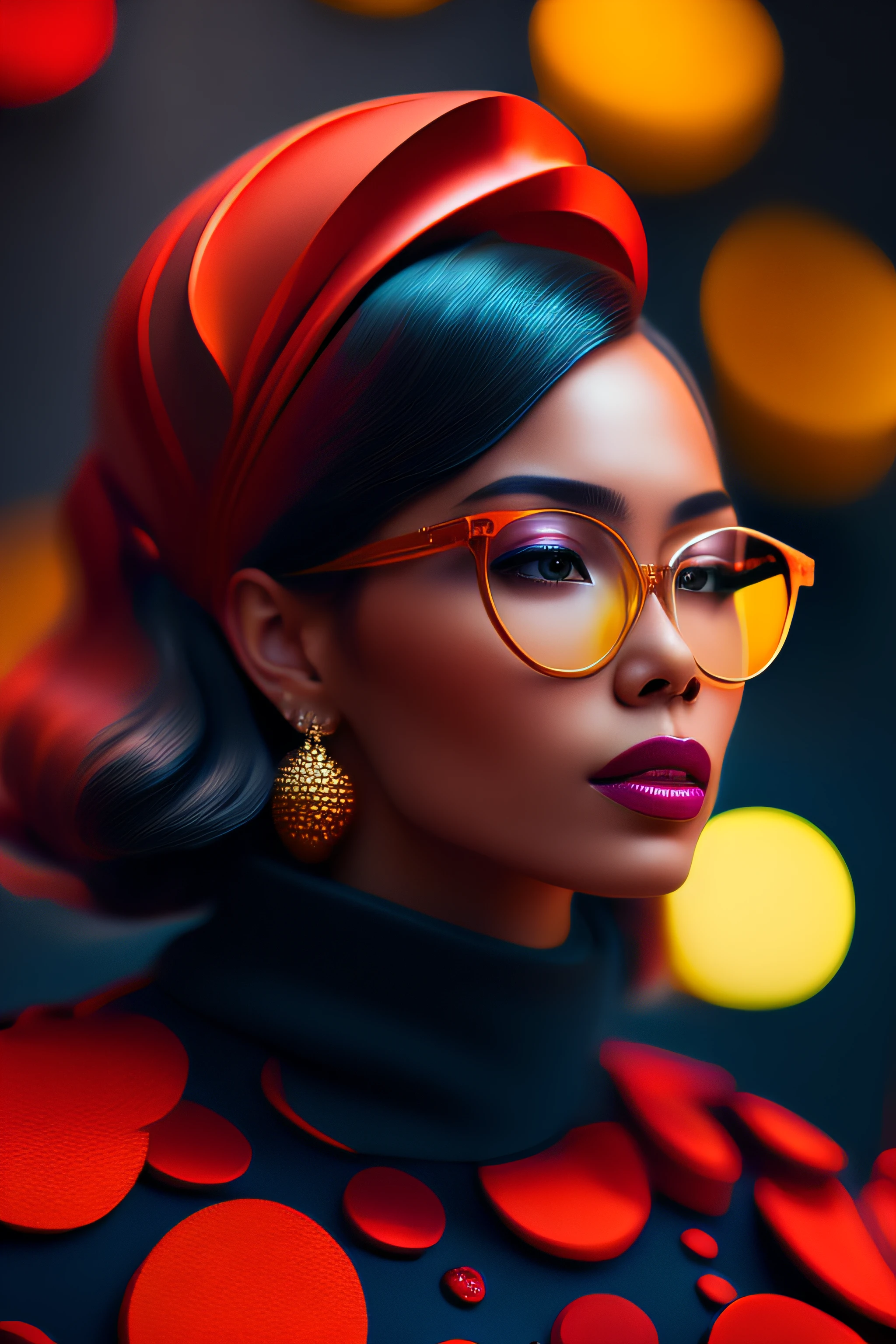 (REALISTIC fashionista portrait, one french woman, older, elderly, european face, image rich in details, with yellow glasses, 1950s with intricate colorful, modern vintage glasses), a photorealistic painting by derek zabrocki, cabelo com flores colorful, expression would be, (extremely detailed digital photography: 1.2), Standing in the middle of the city, (((fully body))), raw image,, hasselblad, 50wing, f8, 12 millimeters, glow effects, godrays, handdrawn, render, 8K, octan render, 4d cinema, Blender, tenebrosa, atmospheric 4K ultra detailed, cinematic sensual, sharp focus, Very serious illustration great depth of field, Masterpiece artwork, colors, 3d octane render, 4K, conceptual artwork, trending in the artstation, hyper realist, colors vivas, ring light, extremamente detalhado CG unidade de papel de parede 8K, trending in artstation, trend in CGSociety, Pop Art style by Yayoi Kusama, intrikate, high détail, Dramatic , pure energy, light particles, scientific fiction
