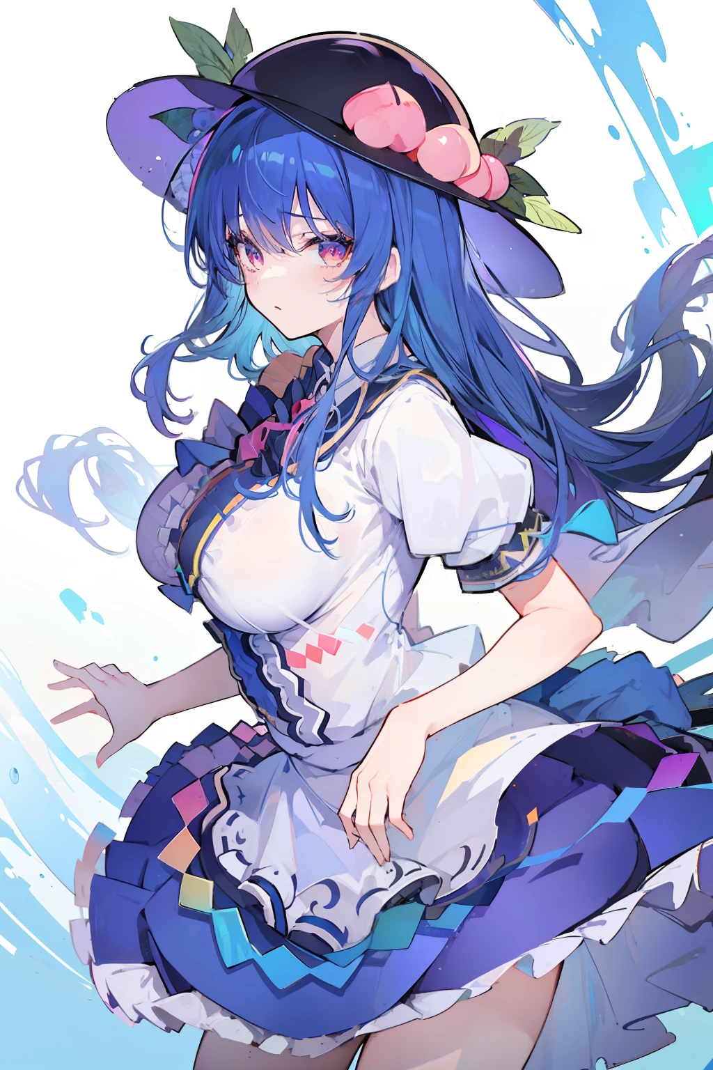 (masterpiece),best quality, expressive eyes, perfect face, 1girl,
big breast, H-cup, good breast, hands on waist,beautiful, gorgeous,anime,girl,lora,hinanawi tenshi, blue hair, blue haired,tent boobs, tent chest, tent breast, floating clothes,1girl, grabbing own boobs, grabbing own chest