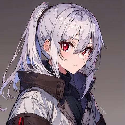 Teenage female with white hair and red eyes