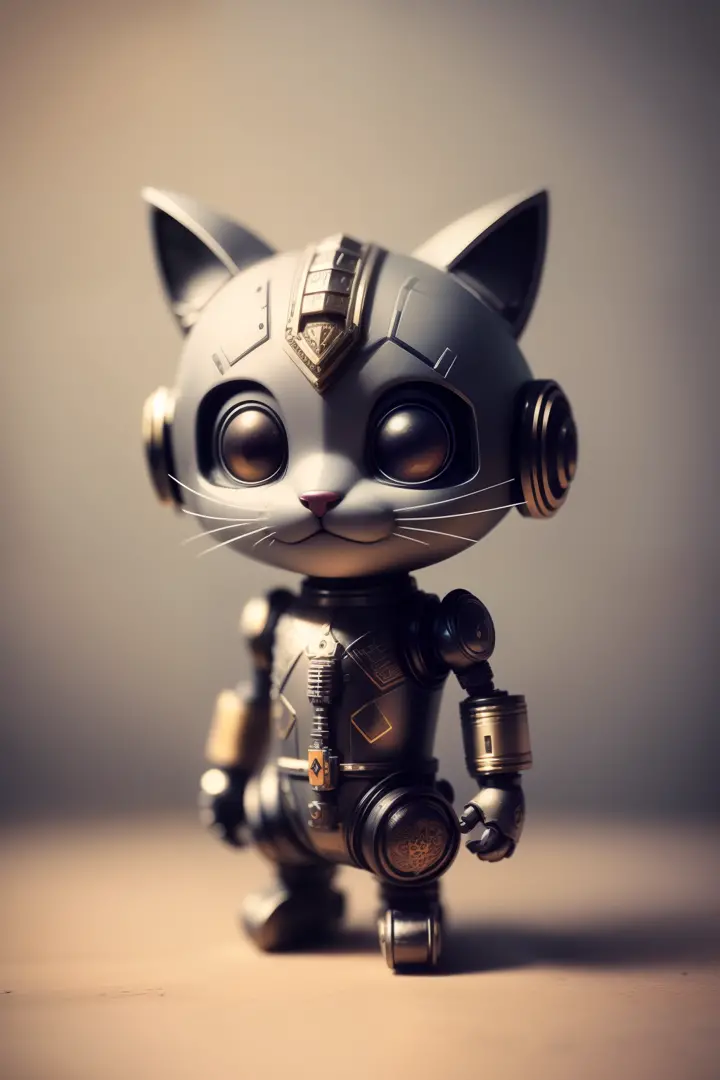 a cute kitten made of metal, robot, cyberpunk style, ((intricate details)), hdr, ((intricate details, super detailed)), cinemati...