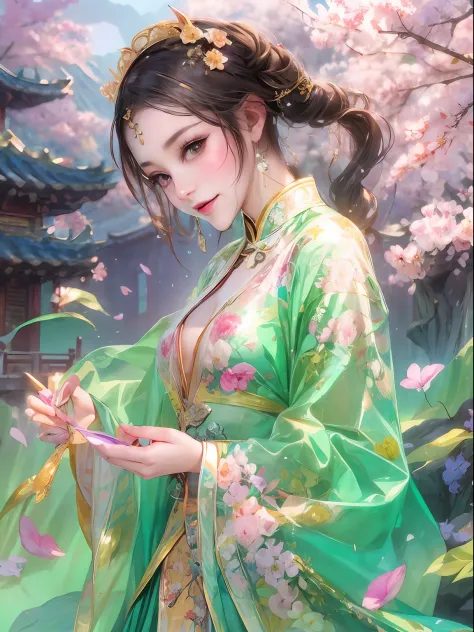 highest image quality，tmasterpiece，beautiful cg，crystal，pink apricot blossoms anthropomorphize，delicate and beautiful face，beaut...