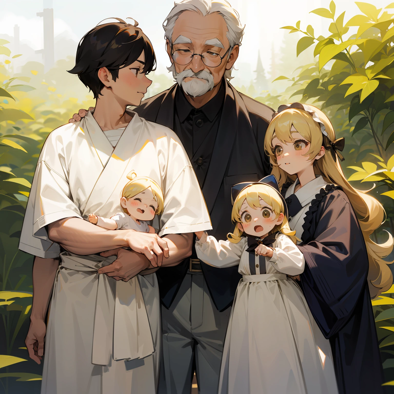 Farbe々A family is depicted。NP、dad bod、mami、Gamine、Grandpa、I have a