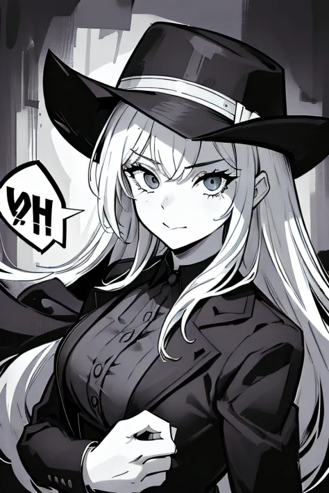 Anime girl with long white hair wearing a black hat, marisa kirisame, from girls frontline, flirty anime witch casting magic, Wi...