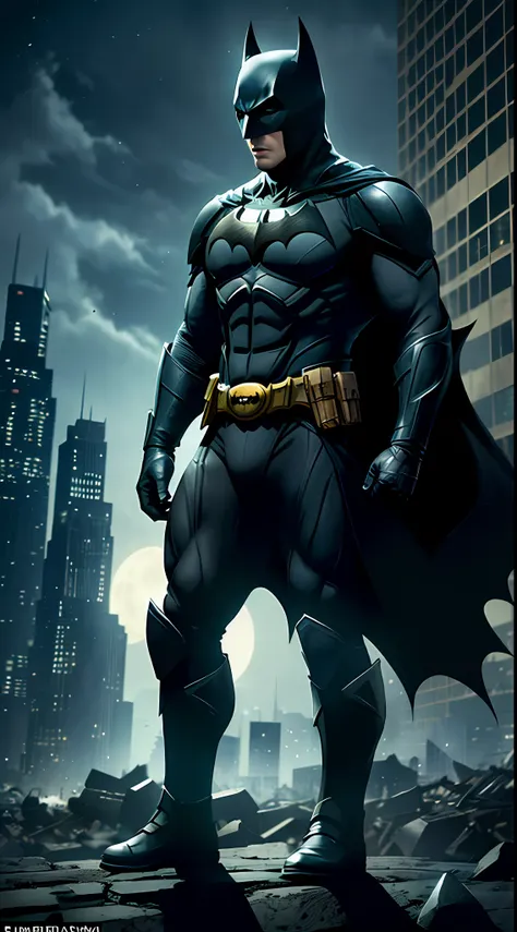 a photorealistic, award winning, picture of batman a top of church ...