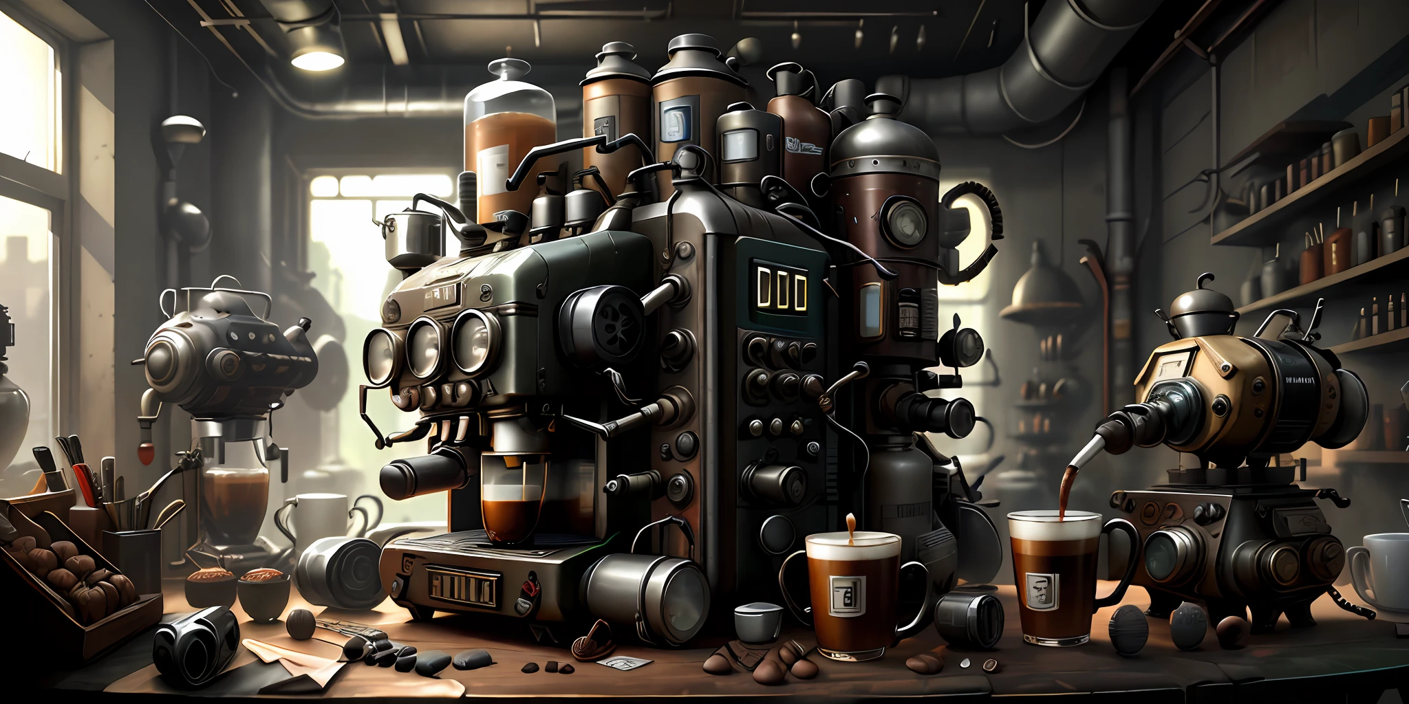 Máquina de café Diesel punk AI