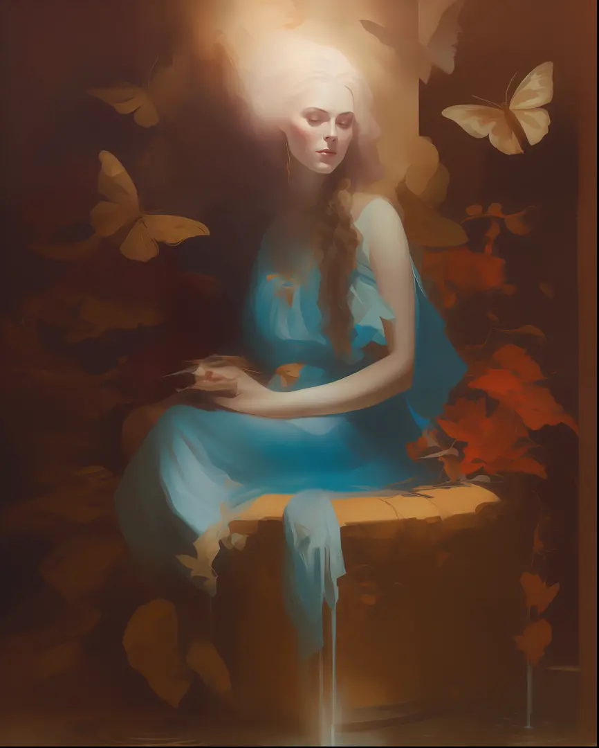 Painting of a woman sitting in a fountain, Illuminated by bright light、peter mohrbacher」, by Jeremy Chong, artgerm julie bell be...