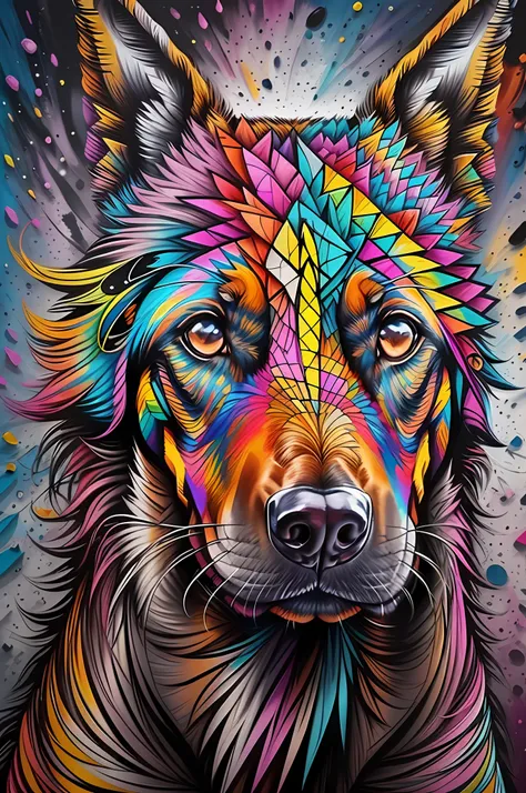 (Detailed face German shepherd dog), Eduardo Kobra acolchoamento ...