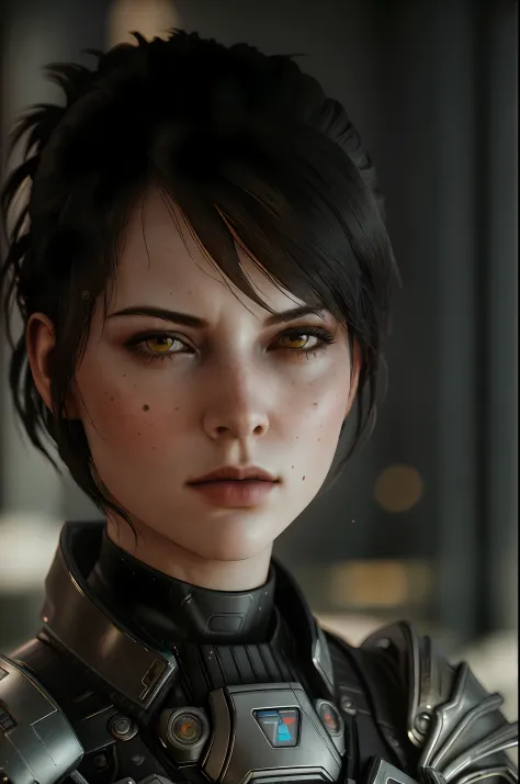 masterpiece, highest quality, RAW, analog style, A stunning portrait of a beautiful woman, mass effect, ((highly detailed skin, ...