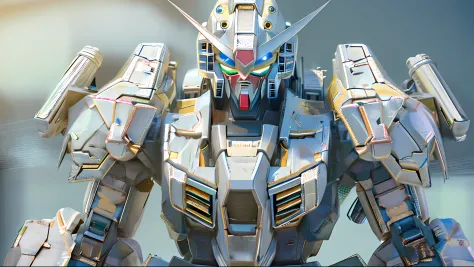 (absurdres, highres, ultra detailed),(Masterpiece, best quality:1.2),1 mecha,dusty armour, battle damaged,white dirty armour, Gundam, realistic lighting, unreal engine 5, absolutely stunning CGI, looking towards viewer, extremely detailed